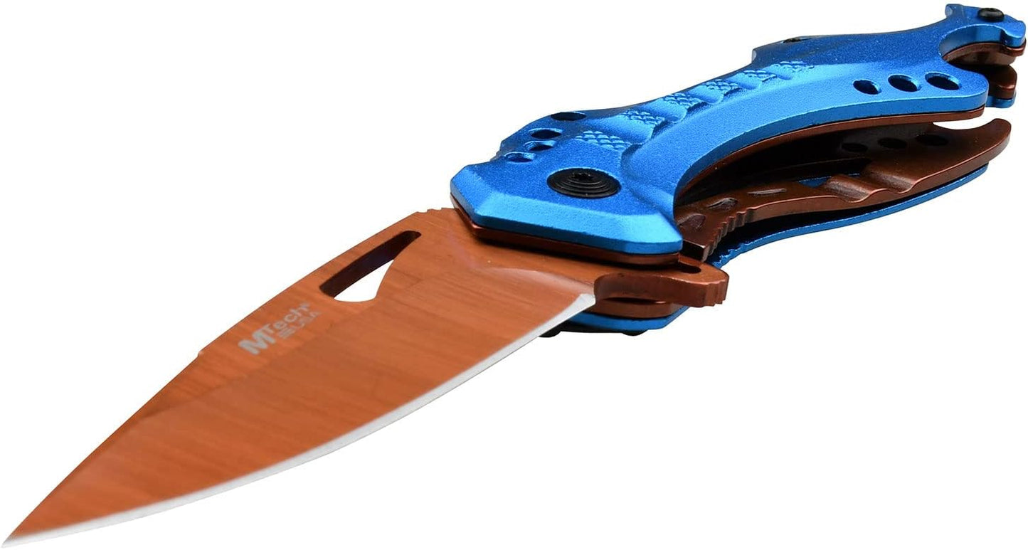 Cuchillo bolsillo acero azul grabado Día Padre regalo hombres