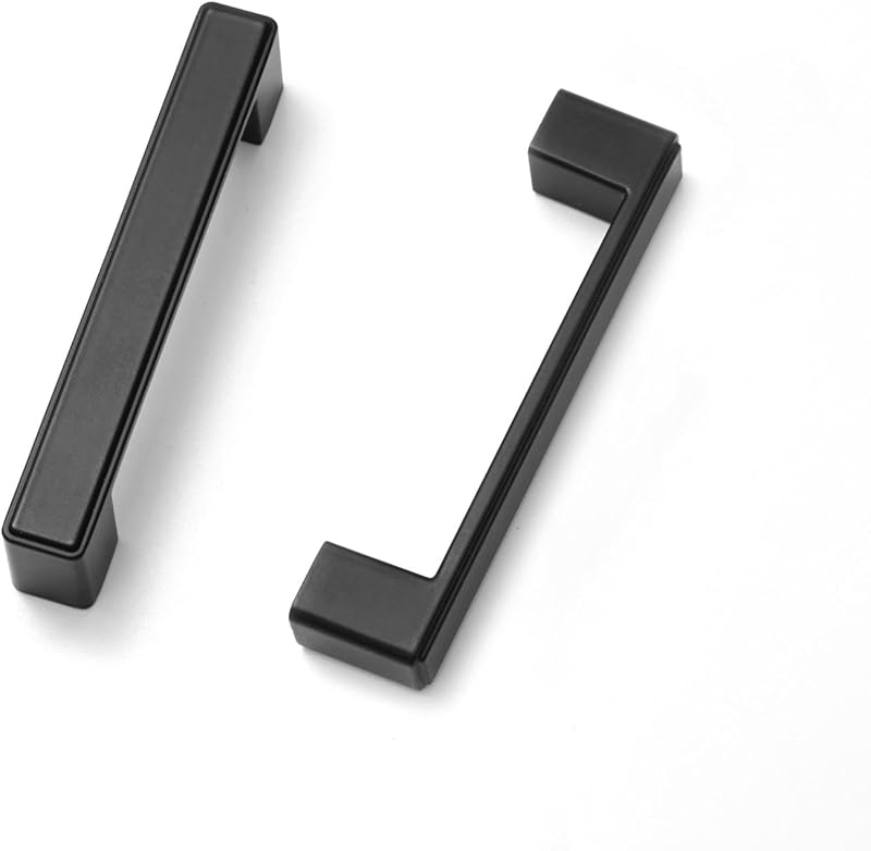 10 Tiradores Cajón Manijas Cuadradas Negro Mate 3.78"