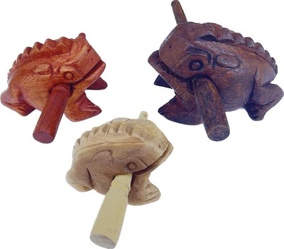 3 Ranas de madera para guiros 2.25-4 pulg marrón