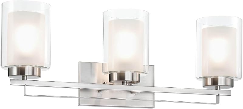 Lámpara pared baño pantalla cristal níquel cepillado 60w