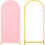 Soporte arco metal y telón elastano rosa para bodas