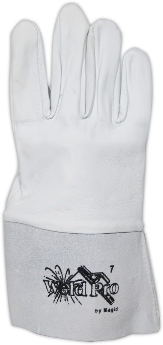 Tigwelder piel cabra gris 10pulg blanco 12 pzas