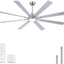 Ventilador techo 72pulg luces control remoto níquel 6 vel
