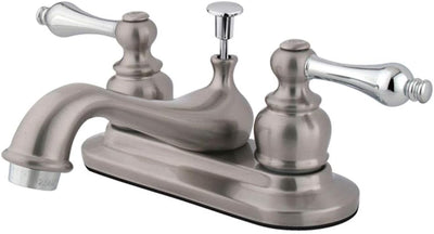 Grifo lavabo central 4pulg níquel cepillado ribete cromado