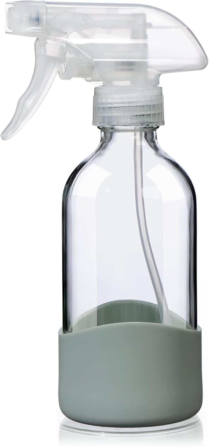 Botella vidrio 8oz con funda silicona spray reutilizable ecológica