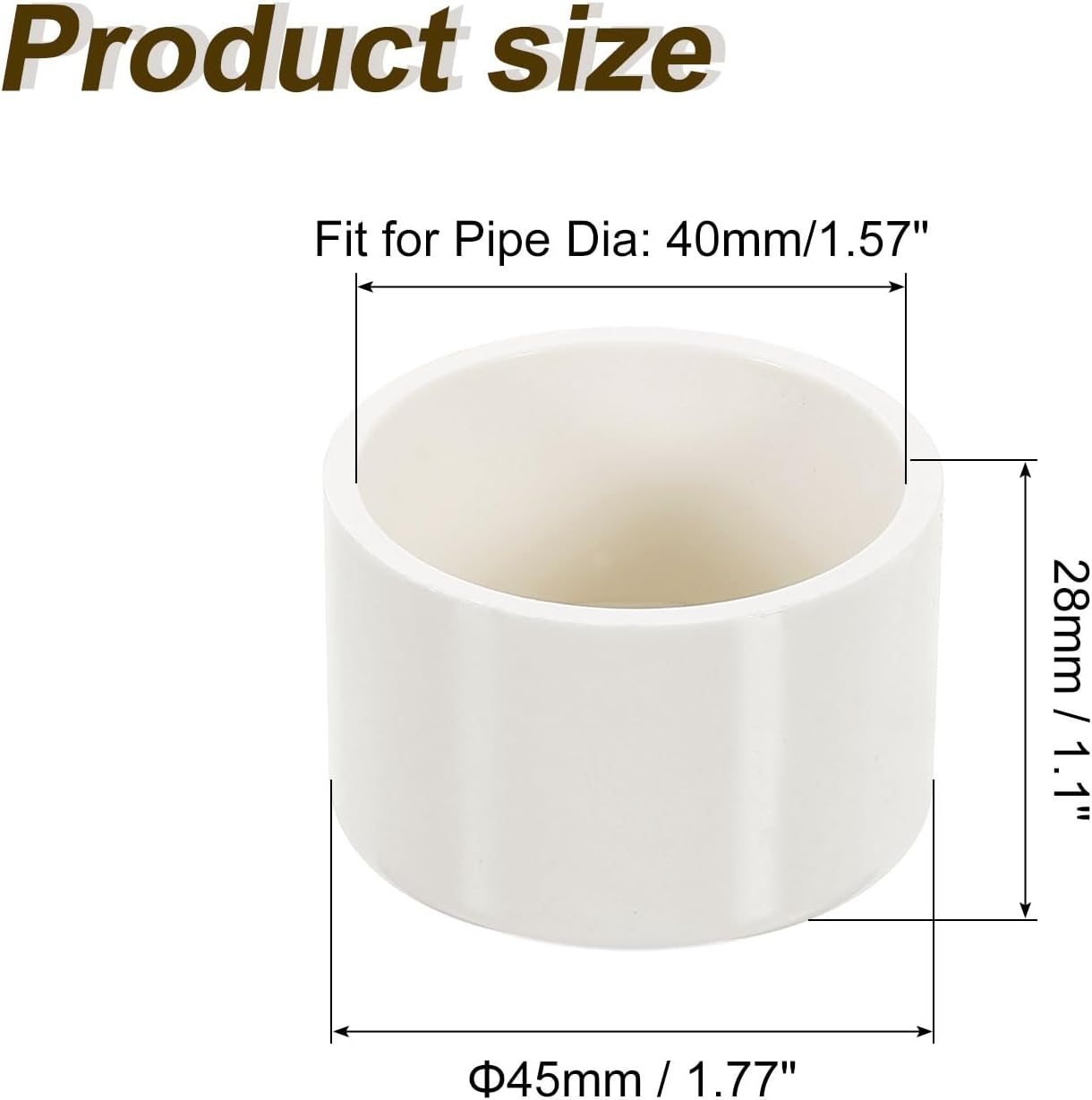 12 Pzas Tapones PVC 1.6pulg Adaptador Conexión