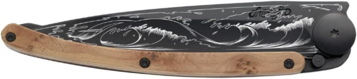 Cuchillo bolsillo plegable 3.7pulg acero inox mango enebro