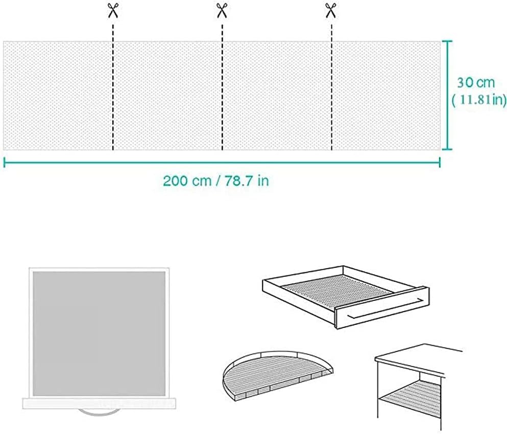 Tapete antideslizante estante 12pulg x6.5ft patrón cuadrícula PVC