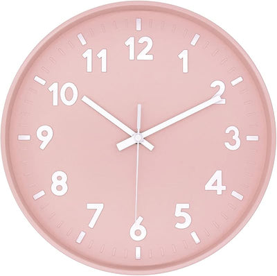 Reloj pared cuarzo 12pulg esfera redonda brillante sin tictac