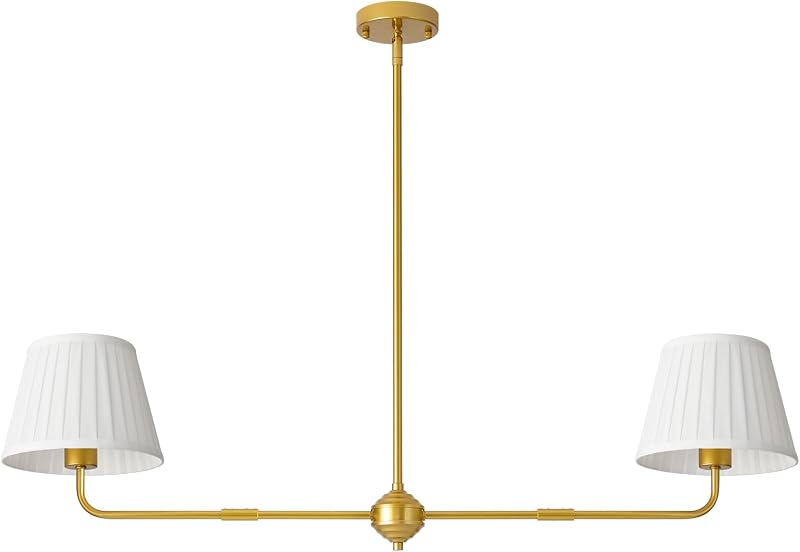 Lámpara araña lineal dorada 43" moderna para comedor cocina