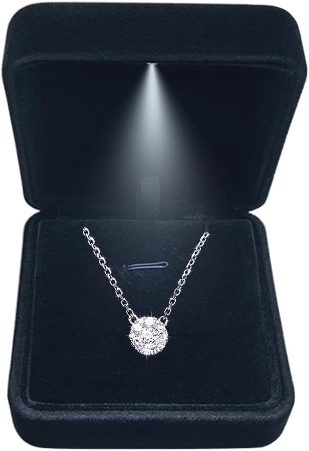 Caja collar con luz LED terciopelo para joyería propuesta