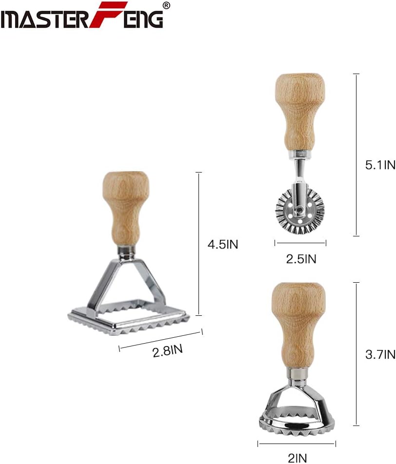 Cortador ravioles con ruedas rodillo mango madera