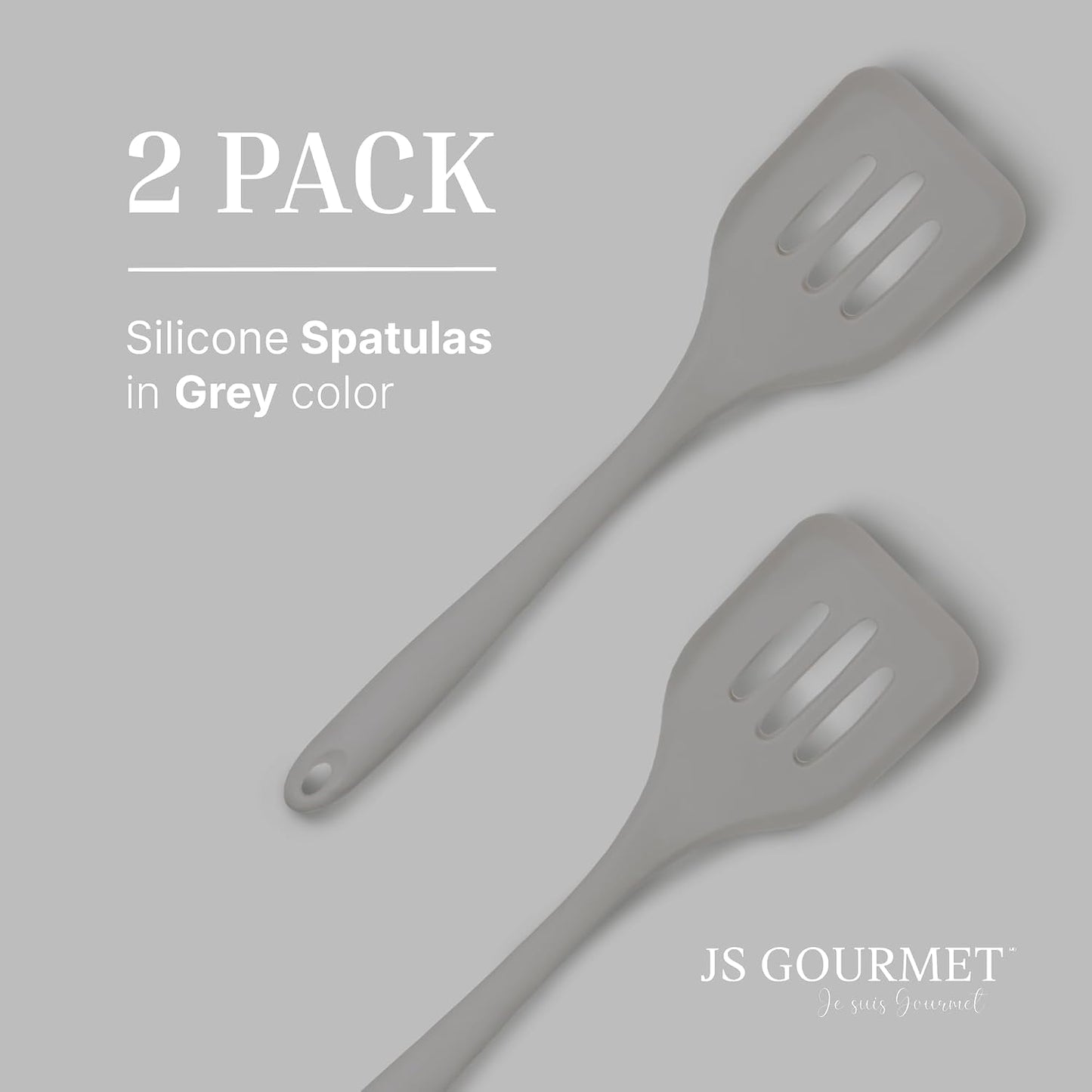 2 Pzas Espátulas Silicona Ranuradas para Huevos Gris