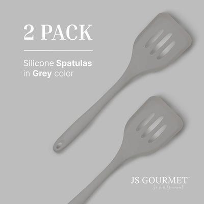 2 Pzas Espátulas Silicona Ranuradas para Huevos Gris