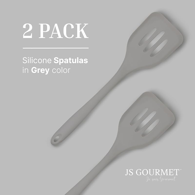 2 Pzas Espátulas Silicona Ranuradas para Huevos Gris