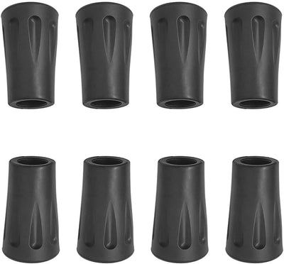 8 Protectores de puntas de bastón goma antideslizantes negro