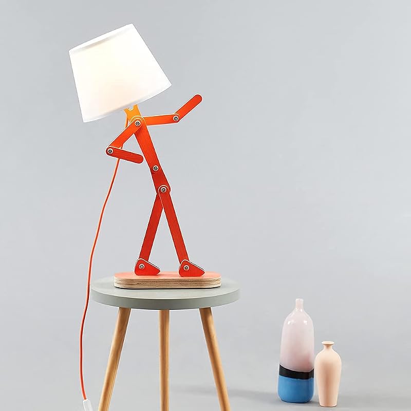 Lámpara escritorio naranja con brazo swing para dormitorio