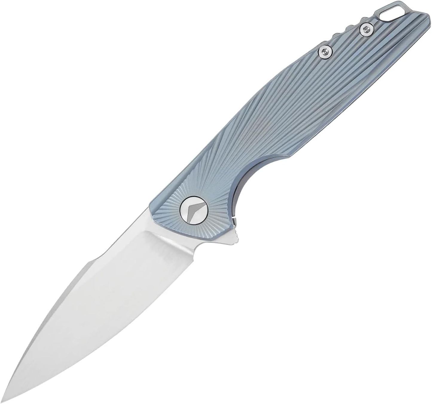 Cuchillo plegable EDC con clip mango titanio M390 azul