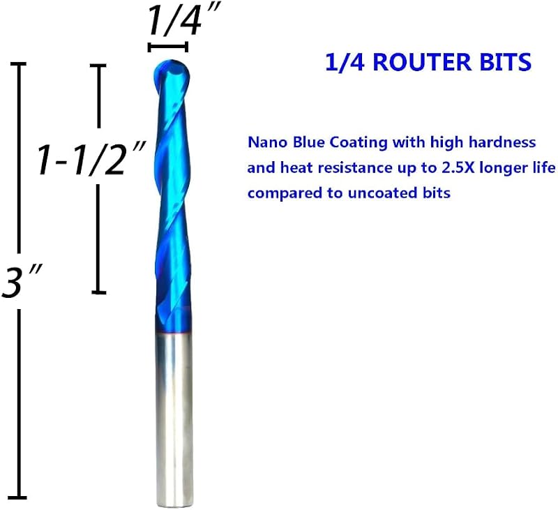 2 Pzas Router Bits CNC Espiral 1/4pulg SupeRun 2D 3D