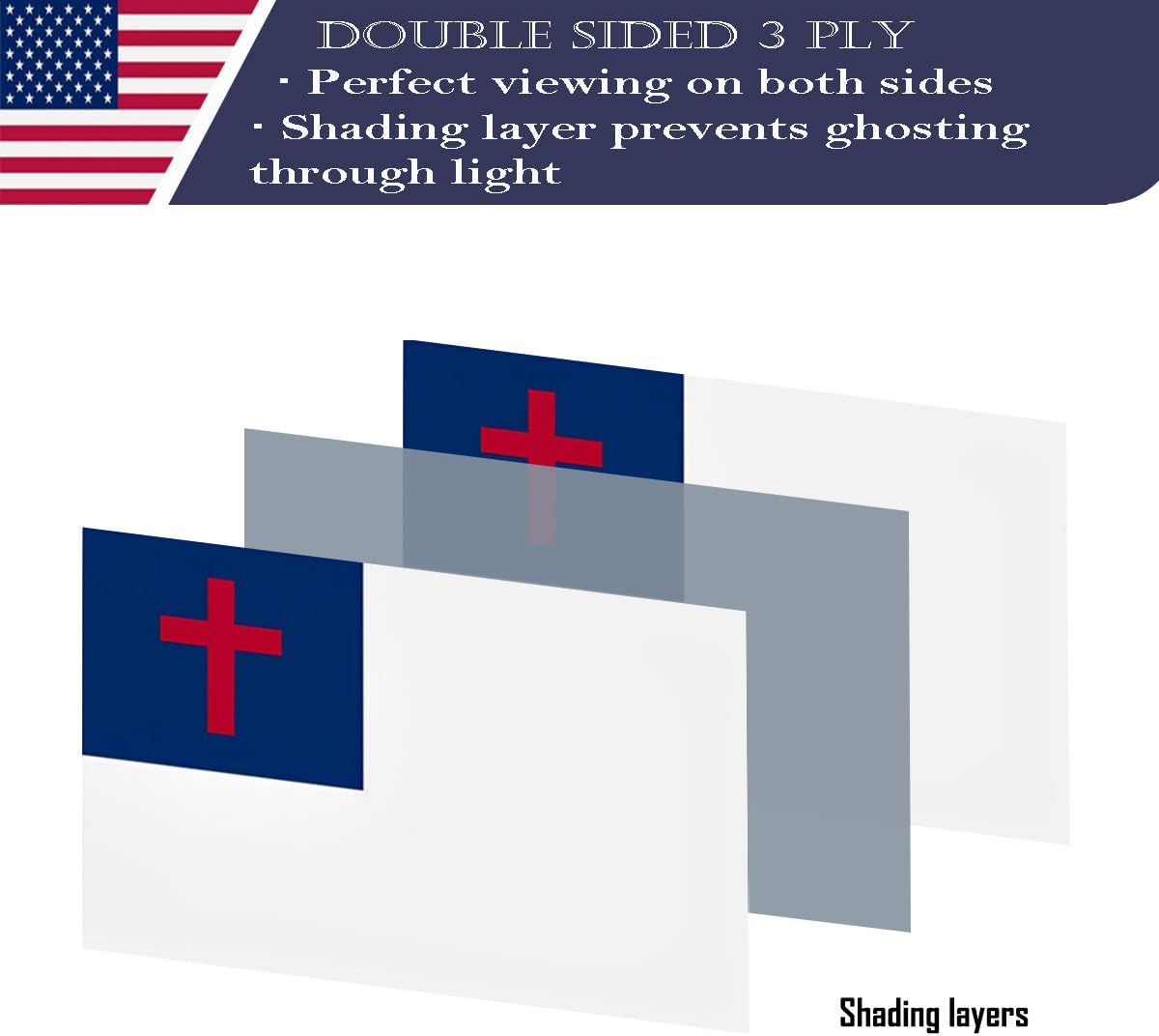 Bandera cristiana 2x3m nailon 3 capas refuerzo