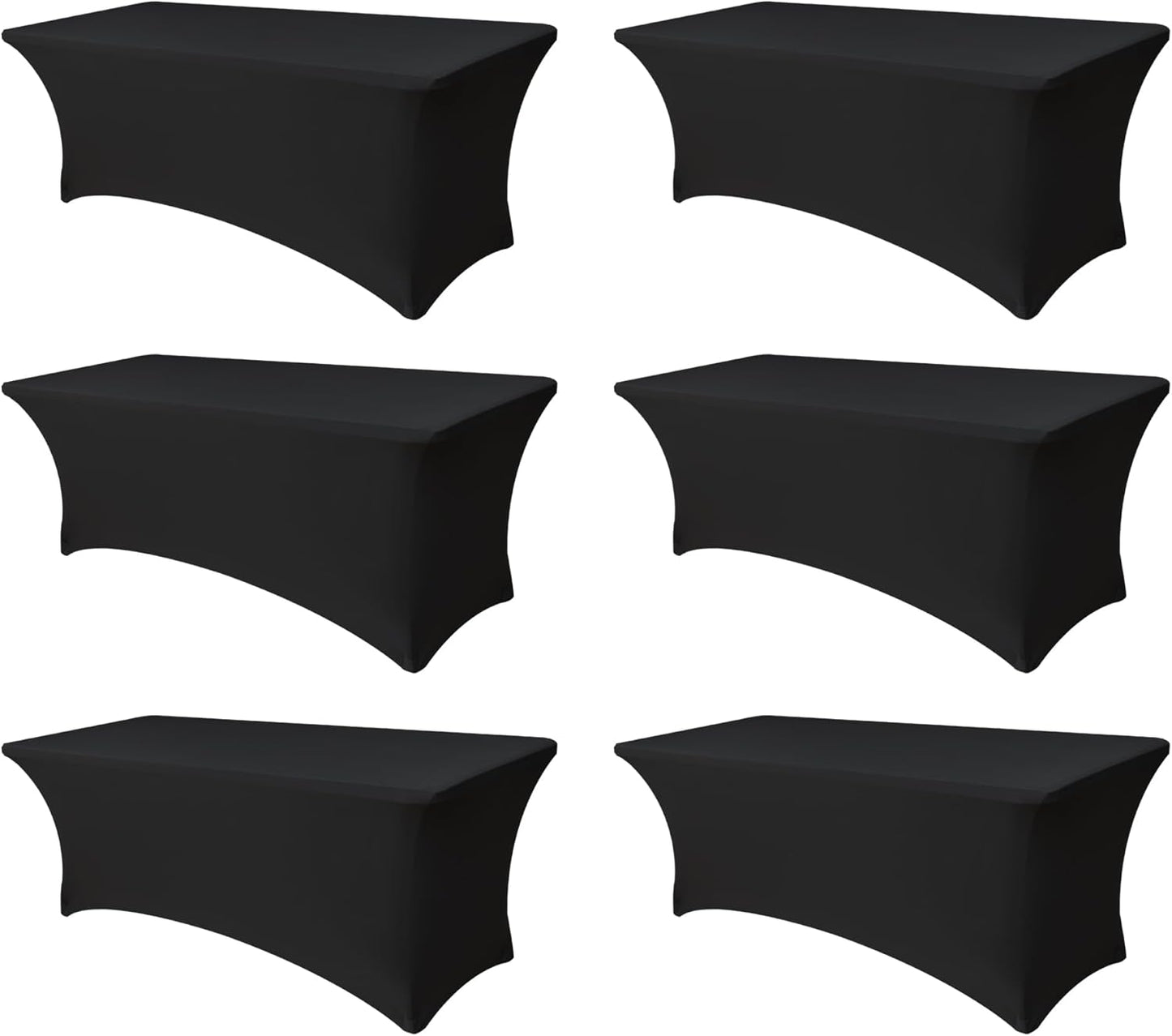 Fundas mesa elastano 1,8m set 6 manteles elásticos negros
