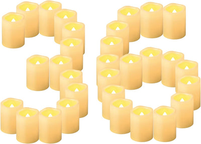 36 Velas LED Votivas 1.5x2" Con Pilas Parpadeantes