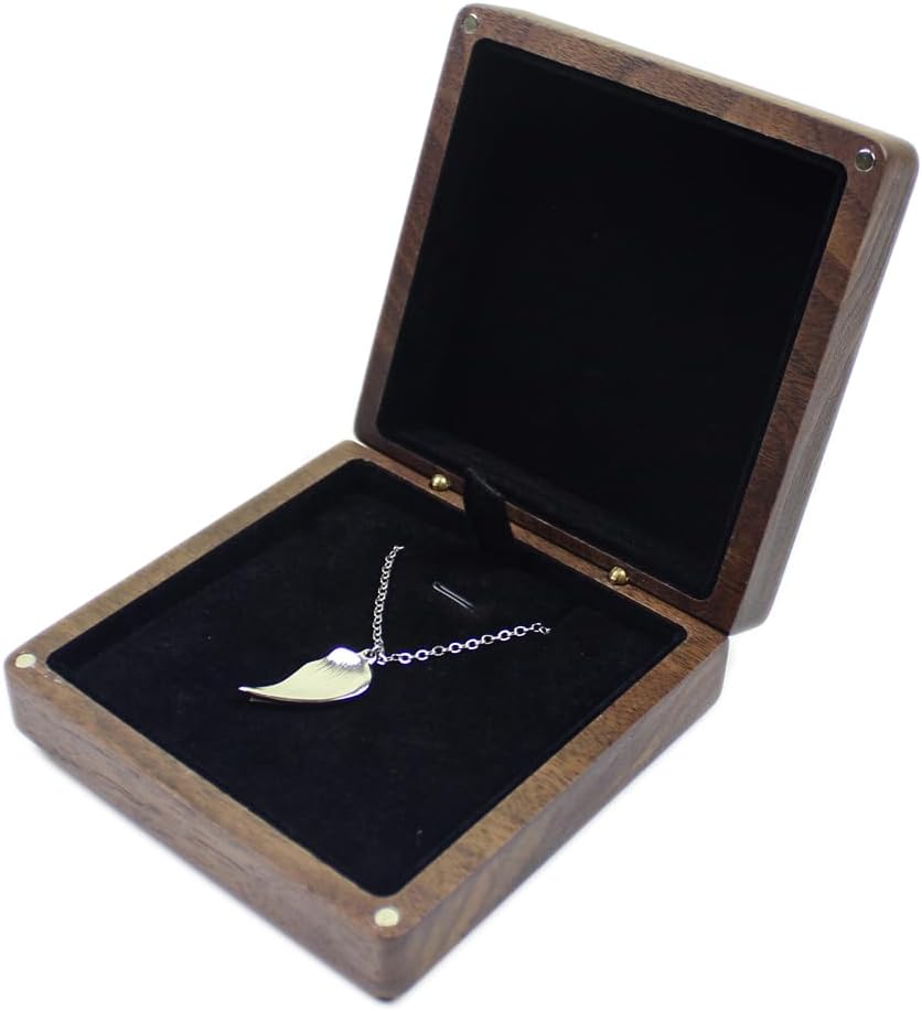 Caja regalo collar colgante nogal natural exhibidor joyas