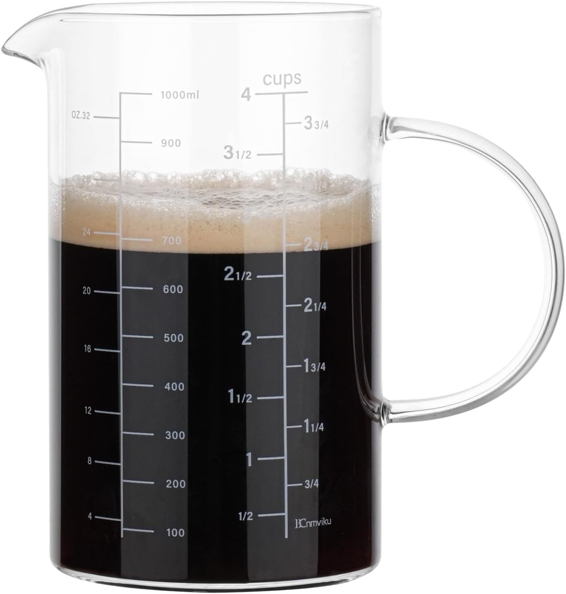 Taza medidora vidrio borosilicato 33.8oz con mango aislado