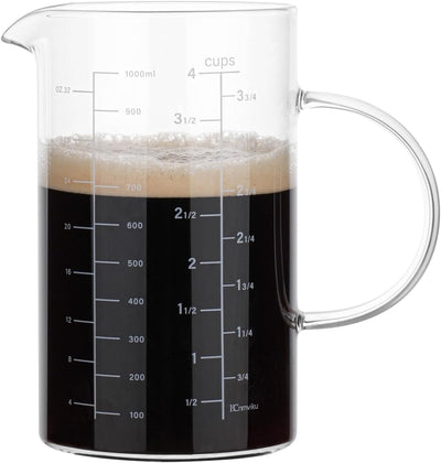 Taza medidora vidrio borosilicato 33.8oz con mango aislado