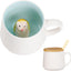 Taza cerámica 3D con cuchara y tapa para café té leche