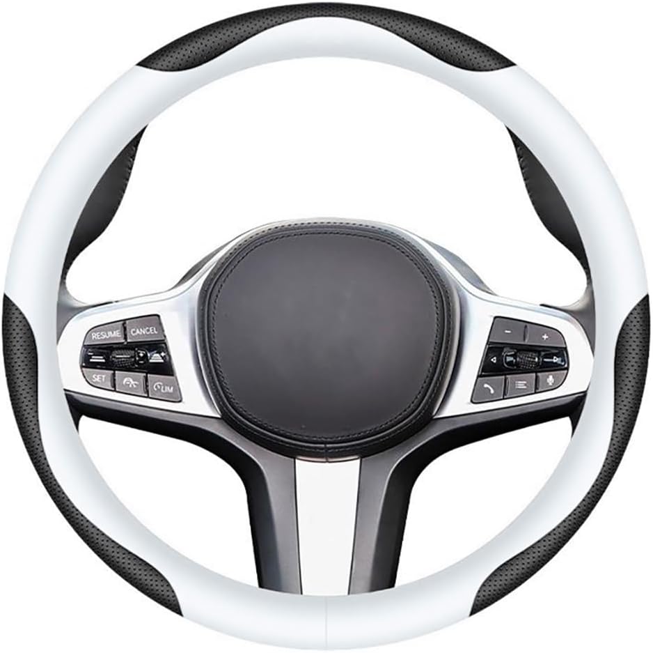 Funda cuero volante auto 15pulg antiderrap blanco