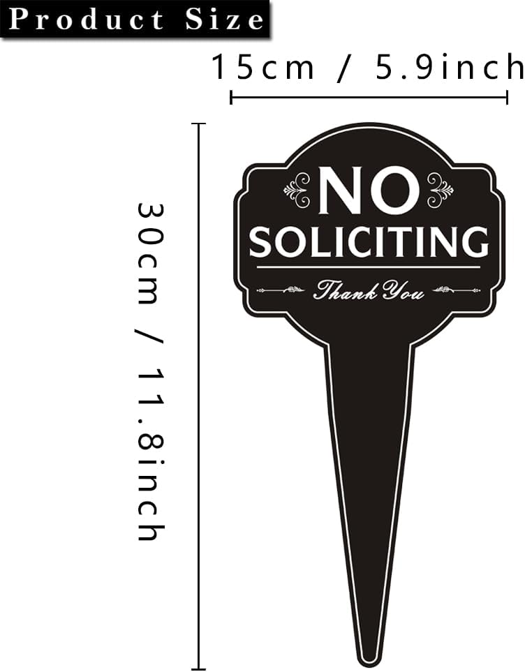 Letrero No Soliciting para casa aluminio negro 11.8x5.9pulg
