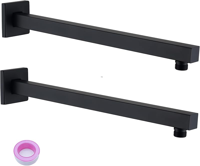 Extensor ducha 16" acero inox negro mate con brida