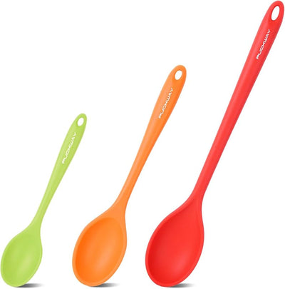 Set 3 Cucharas Silicón 7.9-14.2pulg Antiadherentes Rojo