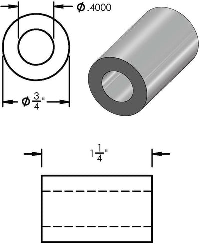 Espaciador aluminio 3/4x3/8 sin rosca para pernos 3/8 o M10