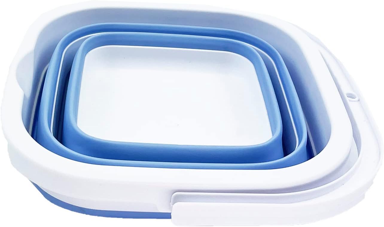 Cubo limpieza 5L plegable camping hogar blanco/azul