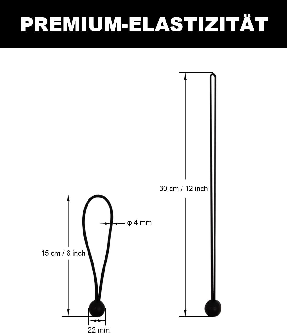 Cuerdas elásticas con bolas 6pulg 100pzas para toldo