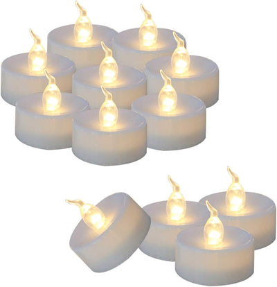 24 Velas Té LED Parpadeantes Temporizador 6h Blanco Cálido