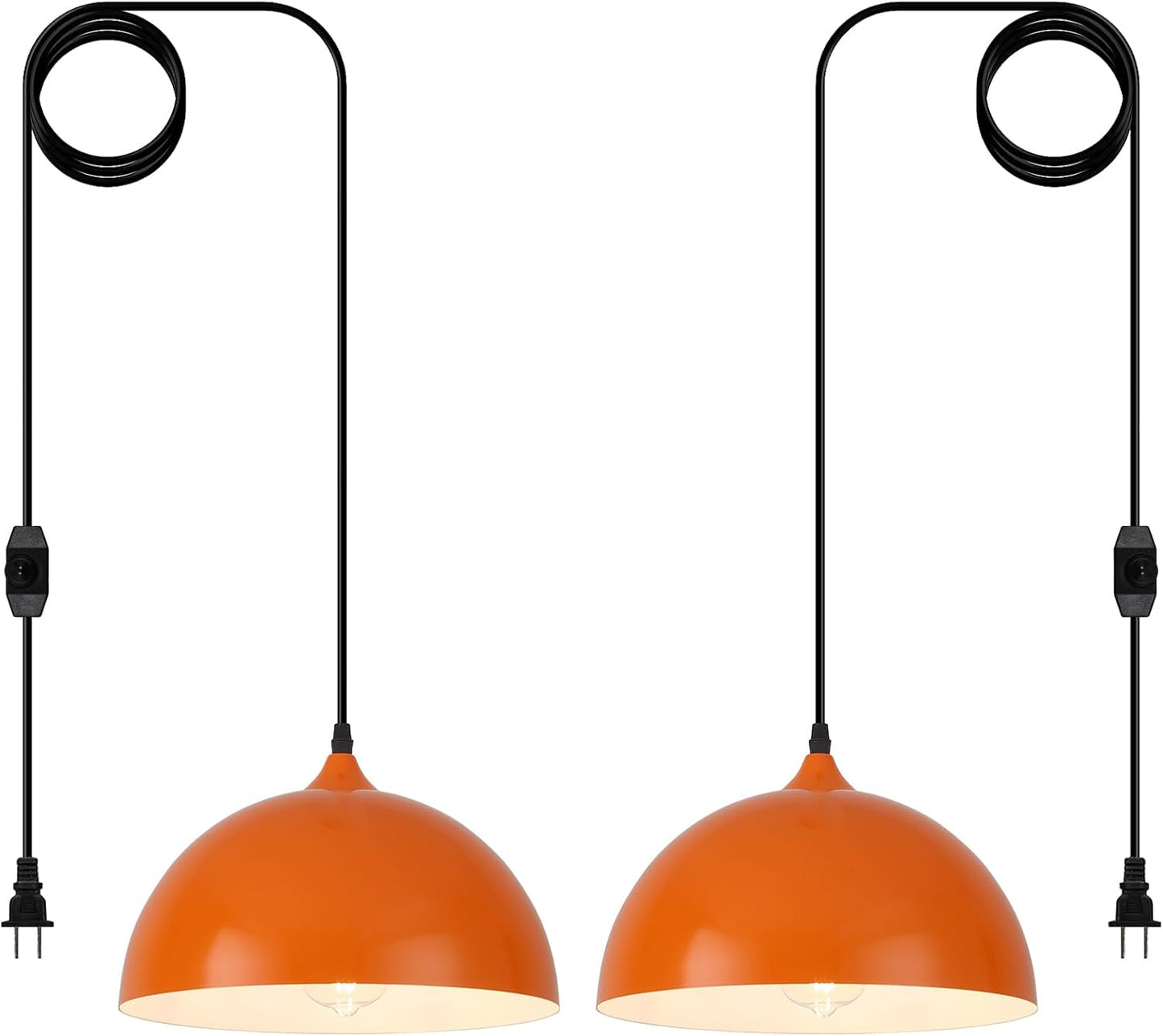 2 Lámparas Colgantes Enchufe Naranja 11.8pulg Cocina
