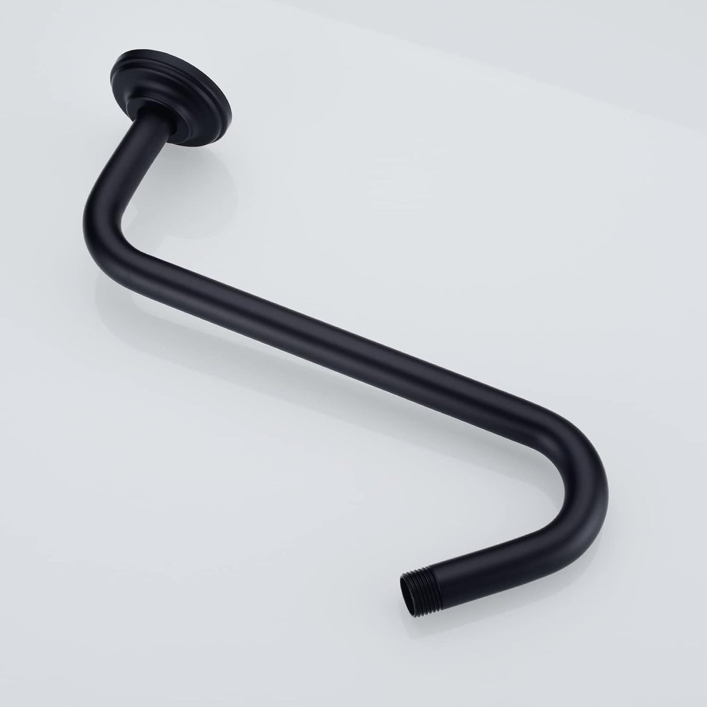 Brazo ducha forma S negro mate 12pulg acero inox