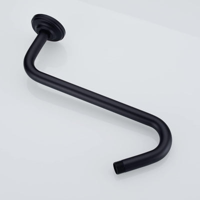 Brazo ducha forma S negro mate 12pulg acero inox