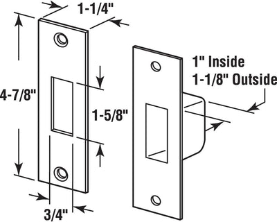 Ataque seguridad blindado acero plateado 1-1/4x4-7/8 pulg set 2