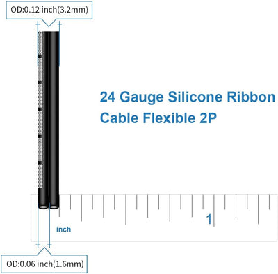Cable plano silicona 24awg 2p 25pies negro