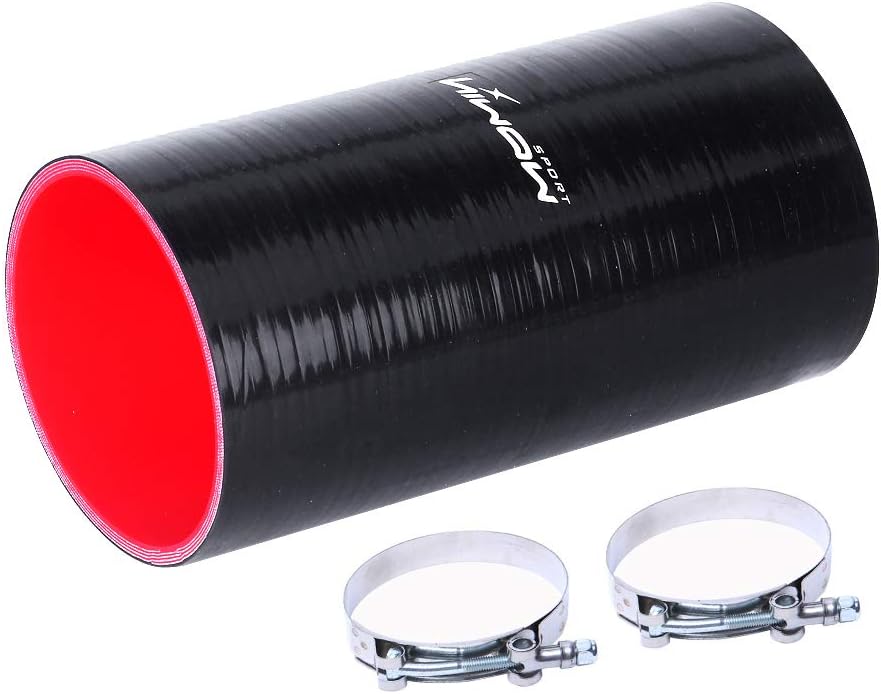 Manguera silicona 8" 4 capas larga recta negro rojo