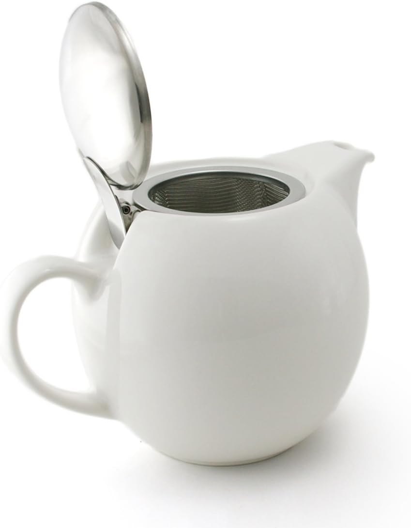 Tetera Redonda 680cc con Tapa y Infusor Blanco