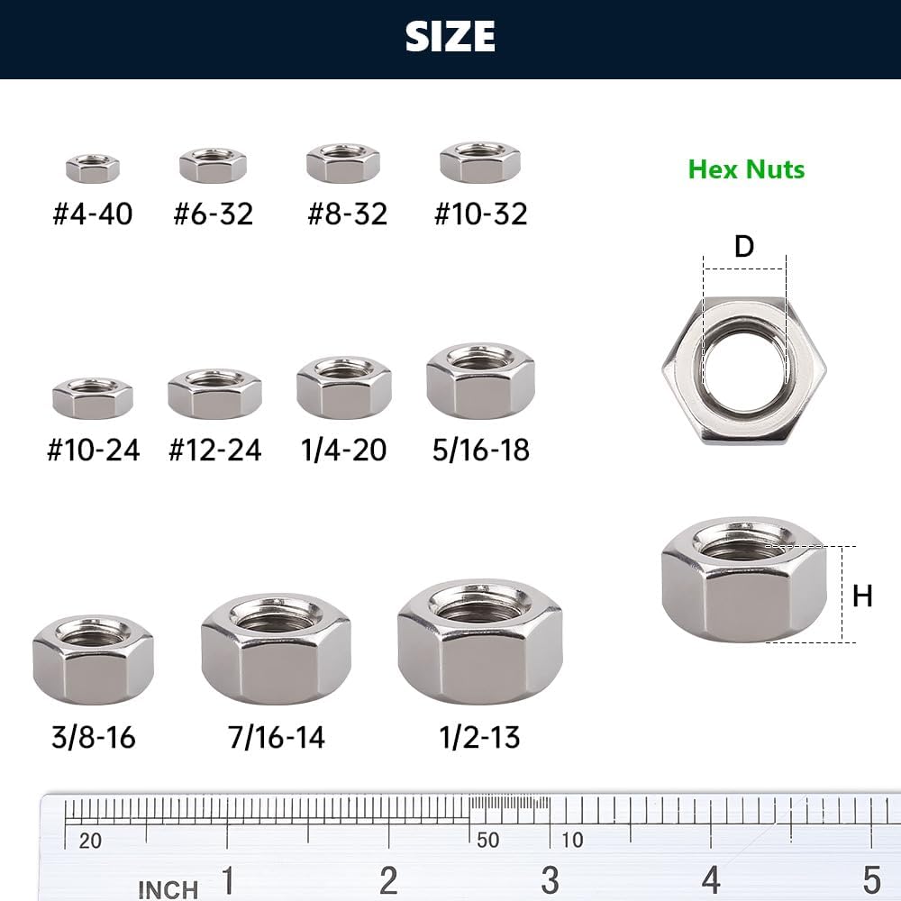 Tuercas hexagonales acero inox 304 SS paquete 100
