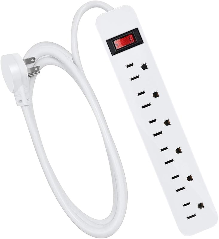 Tira alimentación 6 tomas 1875W disyuntor 15A enchufe blanco