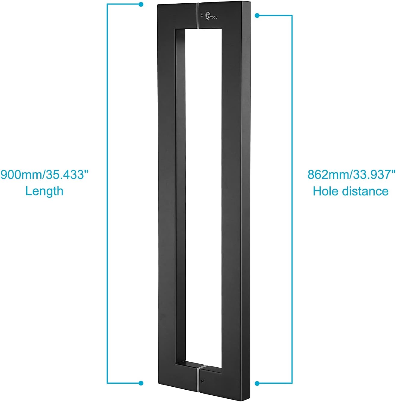 Manija puerta acero inox cuadrada 35.433pulg madera vidrio