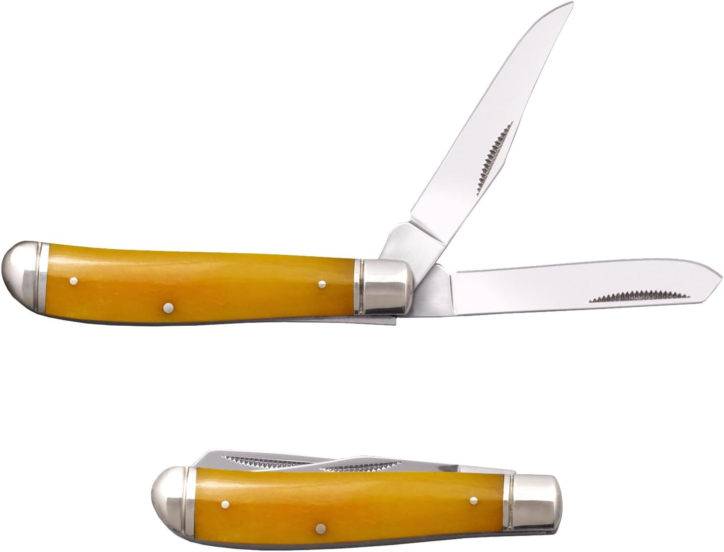 Cuchillo plegable de bolsillo 2 cuchillas mango hueso