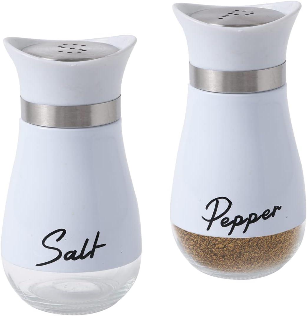 Set 2 Saleros Pimenteros Acero Inox Recargable Blanco
